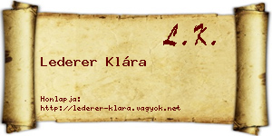 Lederer Klára névjegykártya